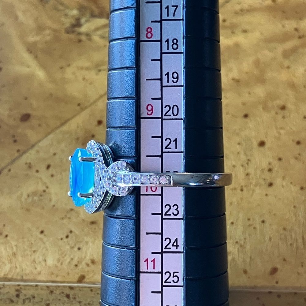 Blue Ethiopian Opal Sterling Silver Ring Size 9.75 - Picture 8 of 9